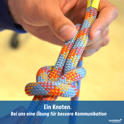 Bild von einem Knoten. Erlebnisorientierte Übung bei marillabax für Kommunikation und Gesprächsführung